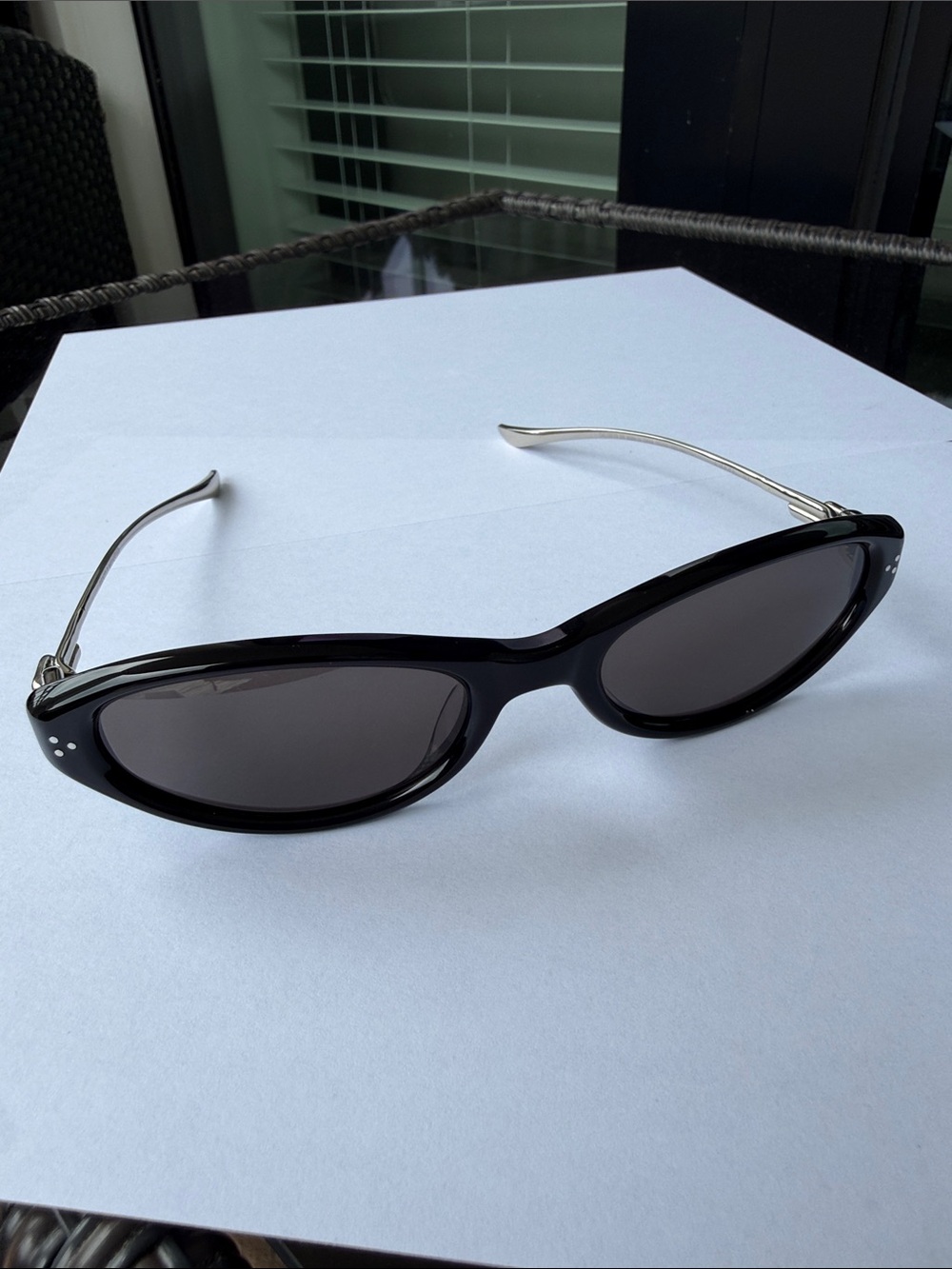 GENTLE MONSTER Black Cat-Eye Sunglasses with Silver Temples